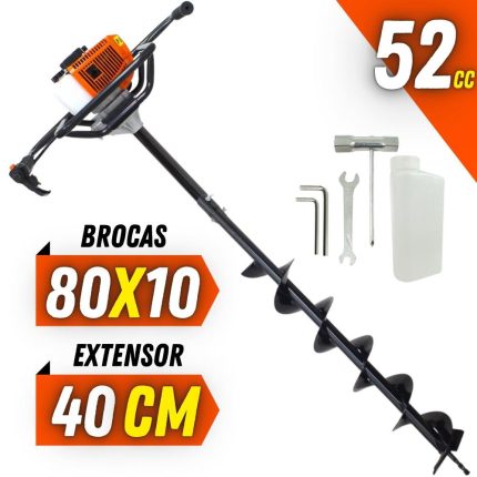 Perfurador de Solo Para Construção Civil Vulcan VPS520 á Gasolina Broca 80x10cm + Extensor de 40cm