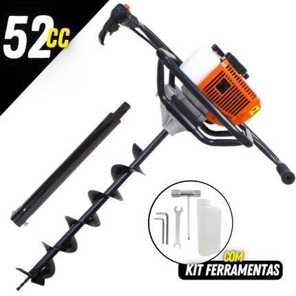 Perfurador de Solo Para Plantio de Árvores Vulcan VPS520 á Gasolina Broca 80x10cm + Extensor de 60cm