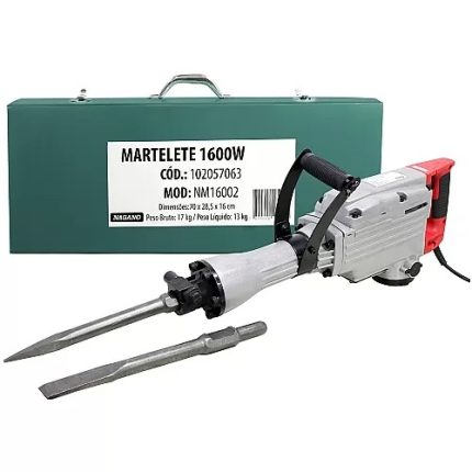 Martelete Rompedor Demolidor 45j 1600w com Maleta 220v – Nagano